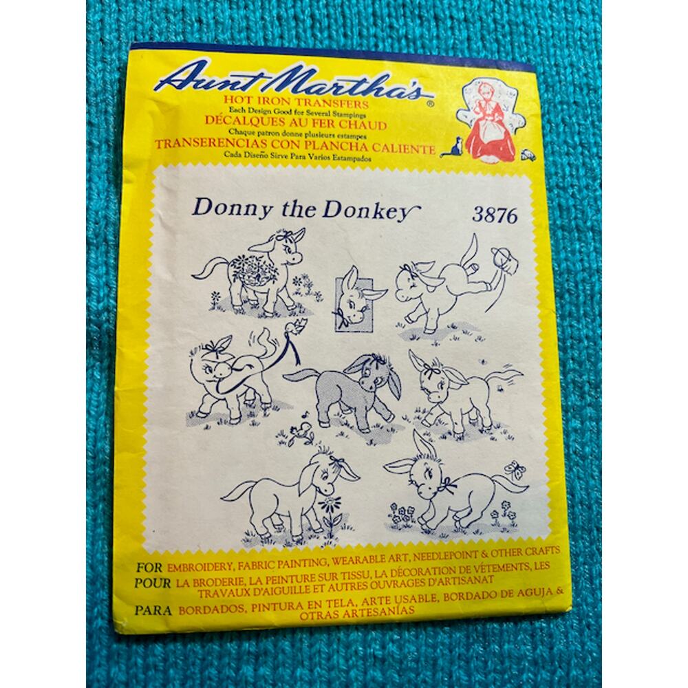 Aunt Marthas iron on transfers 3876 Donny the donkey